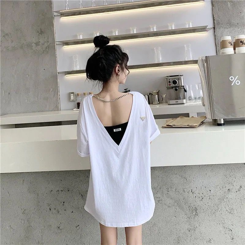 COZOK Áo Thun Tay Ngắn Hở Lưng Thời Trang Quyến Rũ Cho Nữ