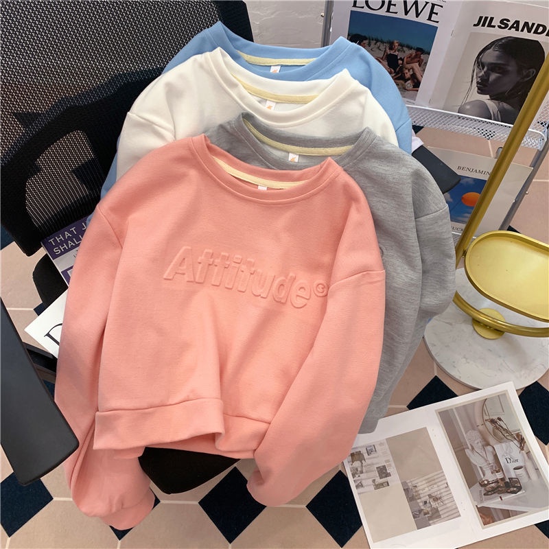 Áo Thun Tay Dài Cổ Tròn Dáng Rộng Thiết Kế Mới Thời Trang Mùa Thu Dành Cho