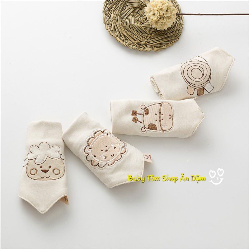 Khăn yếm hữu cơ organic cúc bấm mềm mịn và an toàn cho bé,Baby Tôm, yếm tam giác, yếm hữu cơ cho bé