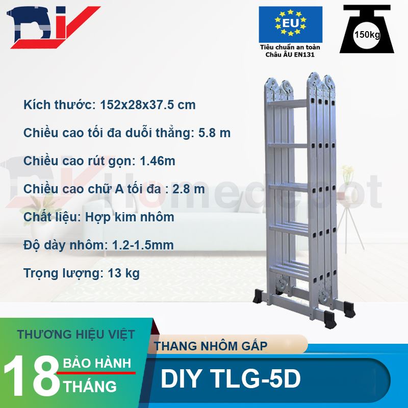 Thang nhôm gấp đoạn DIY TLG-5D