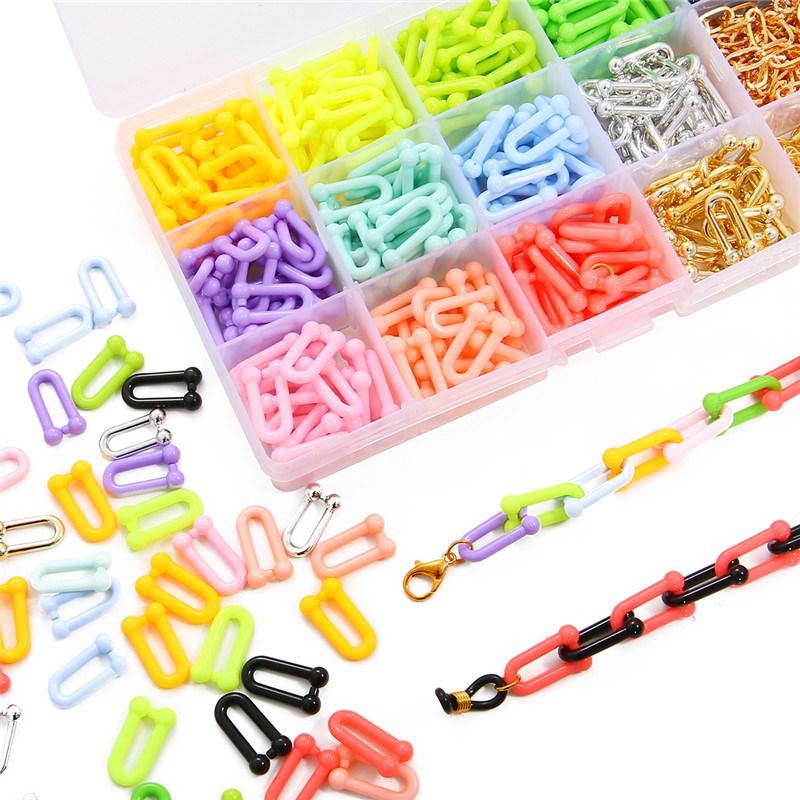 Hộp phụ kiện chữ U BEADIA bằng acrylic 15 ngăn tự làm đồ trang sức