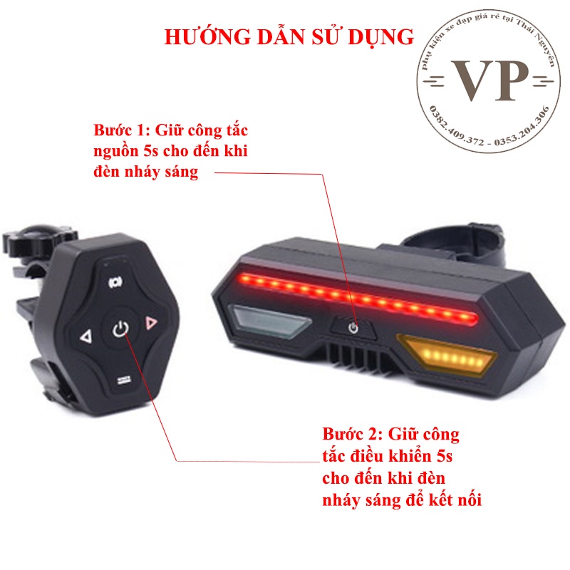 Đèn xi nhan cho xe đạp có điều khiển từ xa