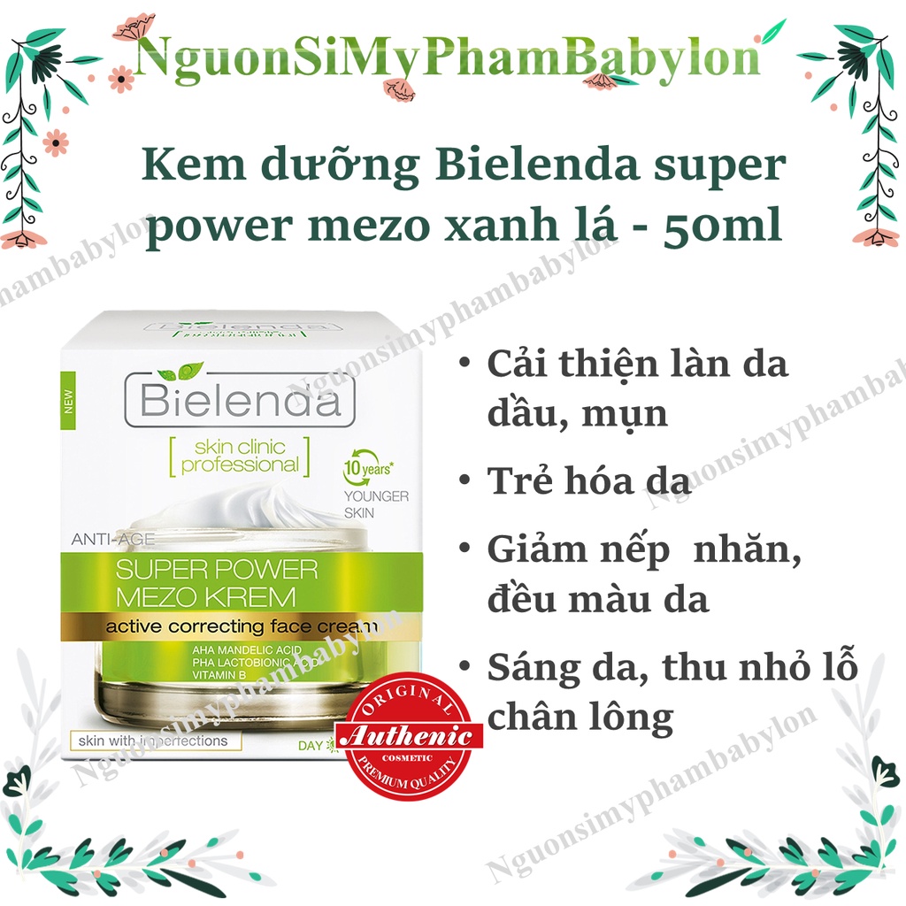 Kem dưỡng Bielenda Super Power Mezo Skin Clinic xanh lá