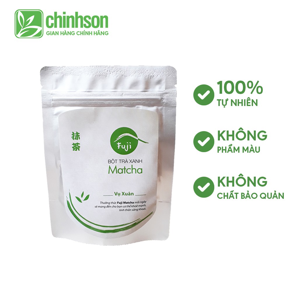 Matcha Bột Trà Xanh Nguyên Chất Fuji Xuân 30g - Đắp Mặt, Dưỡng Trắng Da, Pha Đồ Uống