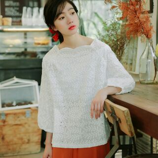 Áo babydoll trắng dài tay ( CÓ SẴN )