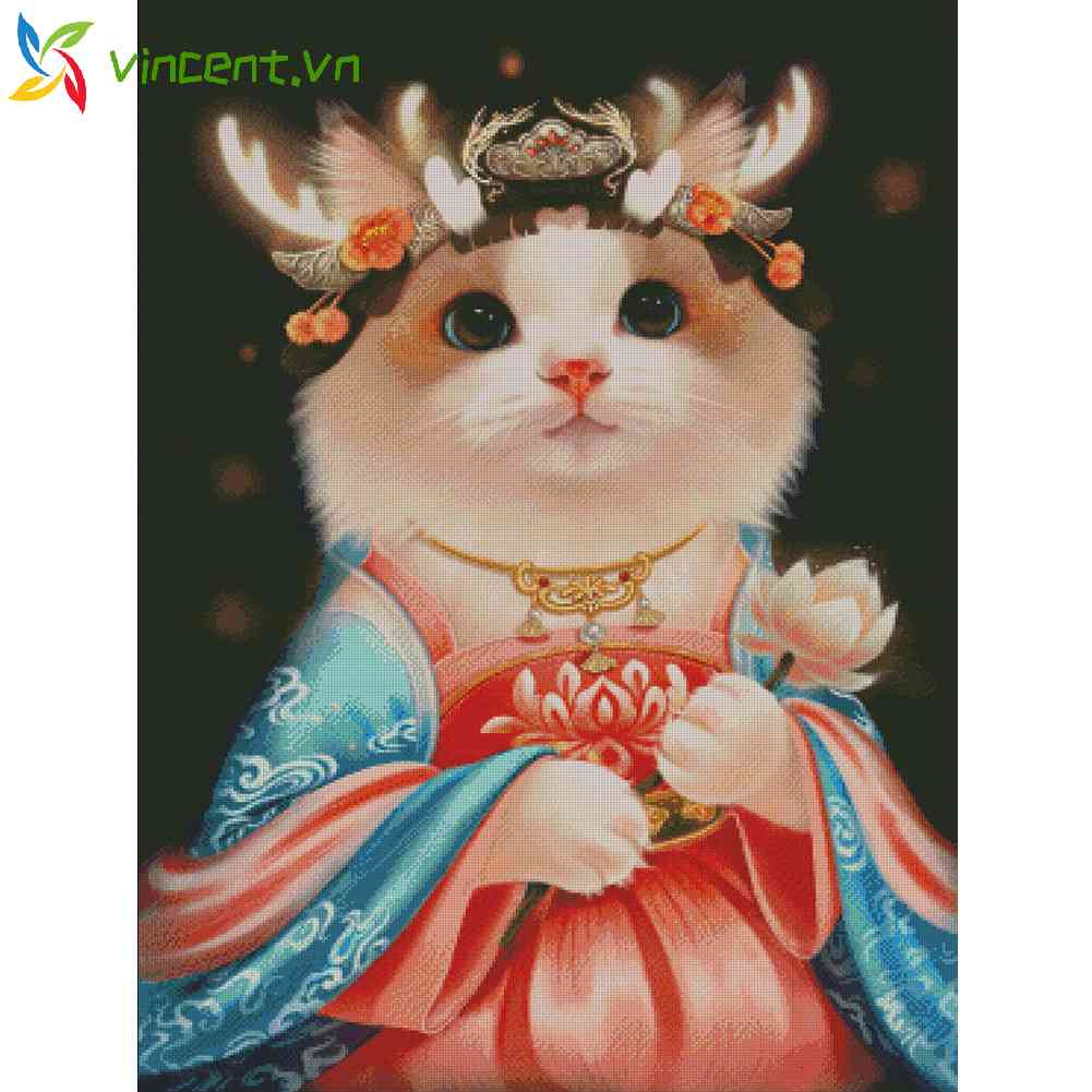Bộ Tranh Thêu Chữ Thập DIY Hình Mèo Và Hươu 11CT