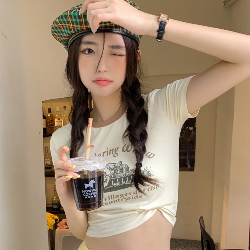 Áo Thun Tay Ngắn In Họa Tiết Dễ Thương Phong Cách Hàn Quốc Thời Trang Mùa Hè Cho Nữ