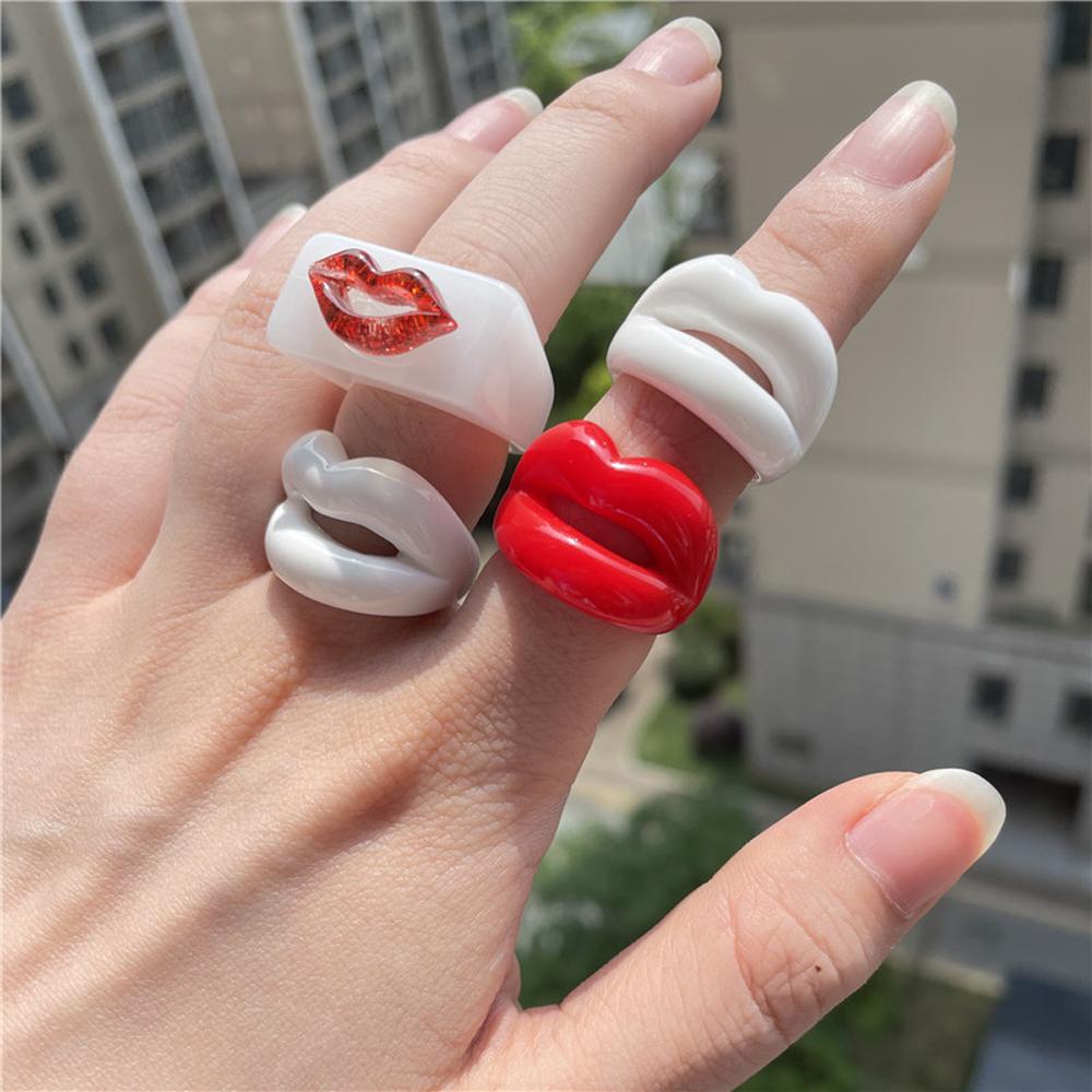 Nhẫn Acrylic Trong Suốt Hình Vuông Phong Cách Punk Cá Tính