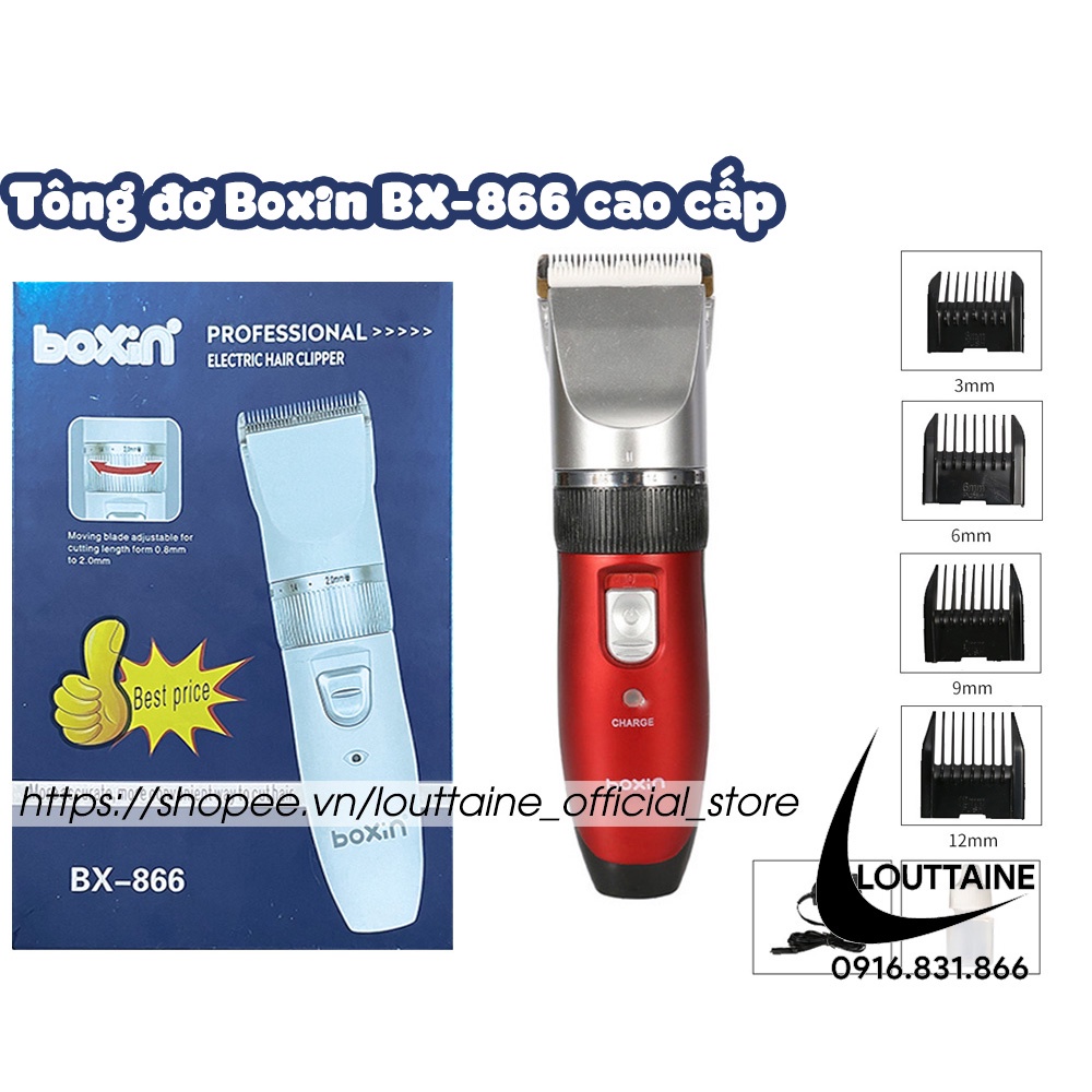 Tông đơ cắt tóc người lớn trẻ em thú cưng BOXIN BX-866 tích điện sạc pin đầy đủ phụ kiện