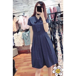 Đầm xòe cổ nơ chấm bi CC27 cao cấp