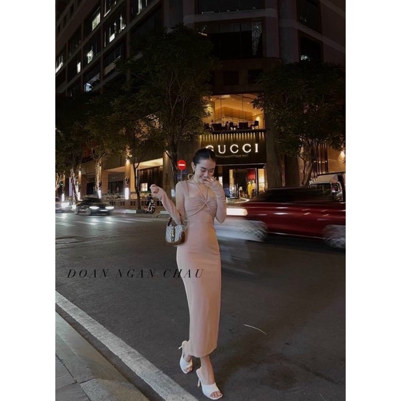 G1- đầm body thun gân GV048 khoét vai, chất thun gân