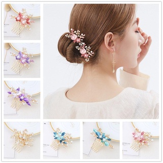 HABELYI Lược Cài Tóc Hình Hoa Và Bướm Cho Cô Dâu