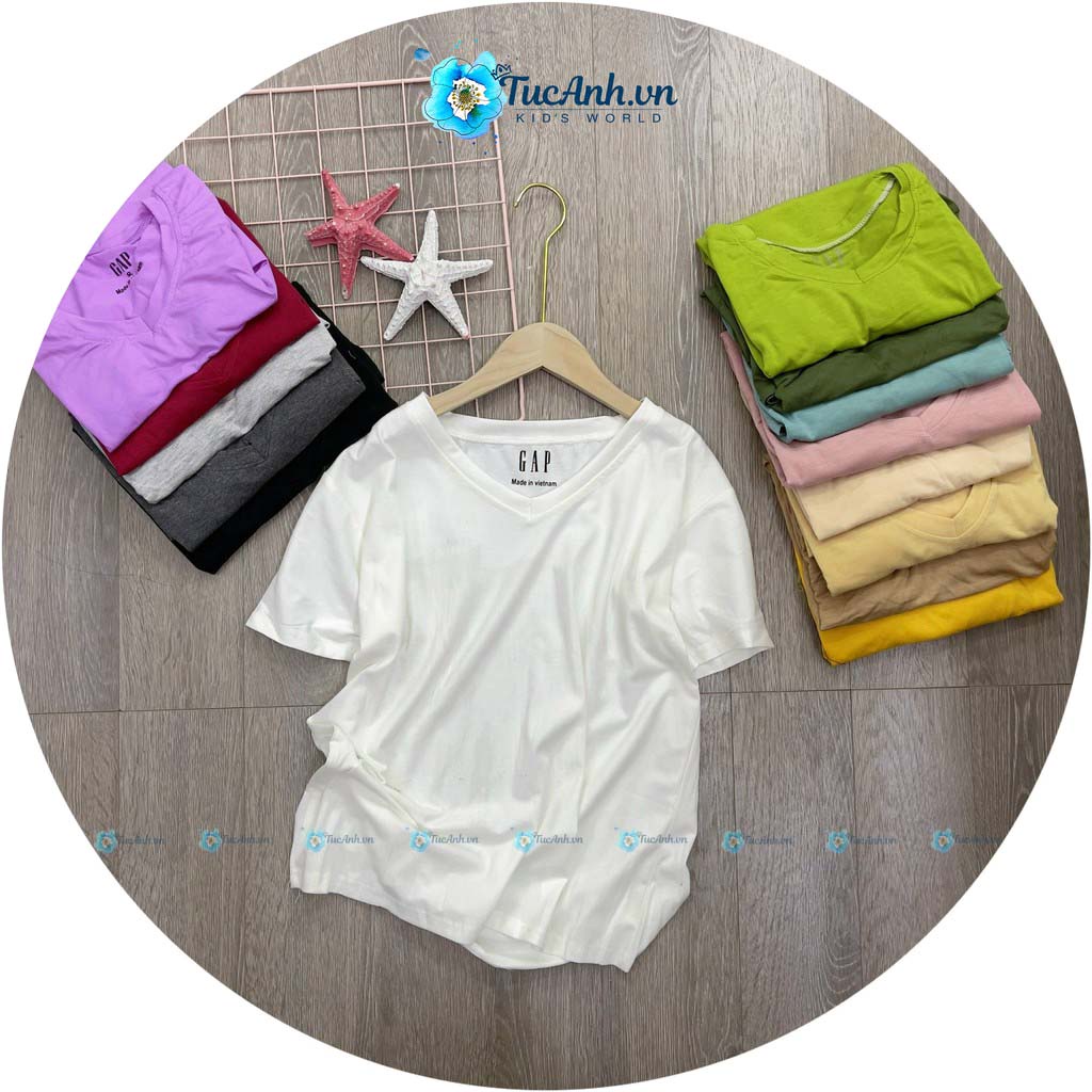 Áo Thun Cotton Trơn Ngắn Tay Nữ Nhiều Màu Cổ Tim, Áo Phông Cộc Tay Cổ V, Mềm Mịn Thoáng Mát - TucAnh