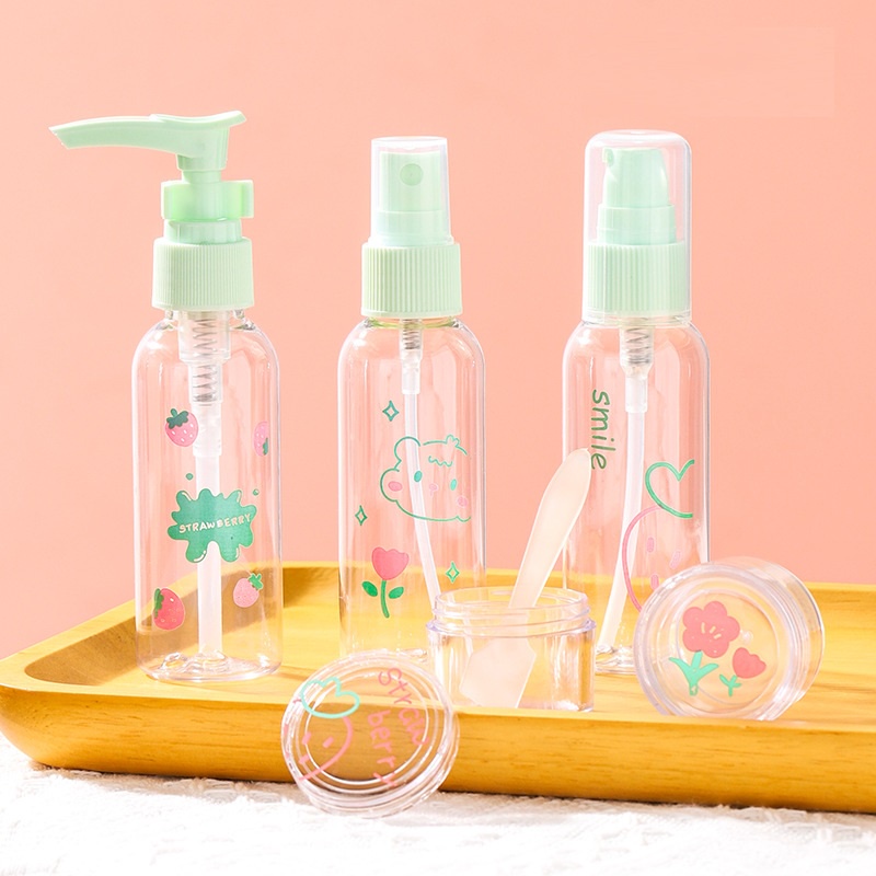 Bộ Chai Lọ Chiết Mỹ Phẩm Đi Du Lịch Công Tác Hình Cute Dễ Thương Loại To - Set 5 Món