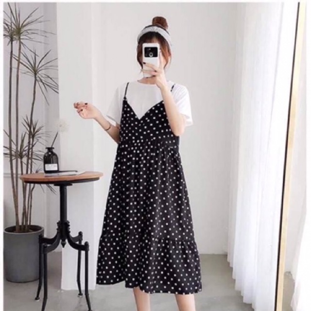 A Đầm bầu (sét váy rời) họa tiết chấm bi