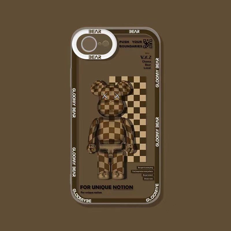 Ốp Điện Thoại Mềm Trang Trí Hình Gấu Kẻ Sọc Caro Cho iPhone 11 Pro Max 11 7 8 7+ 8+X Xs Xr Xs Max SE 12 12pro 12ProMax