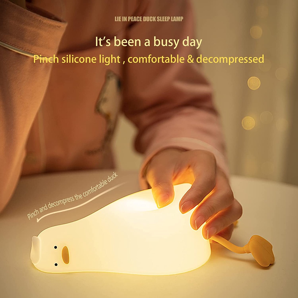 Đèn Ngủ LED Hình Vịt Con Silicon Dễ Thương Có Thể Điều Chỉnh Độ Sáng