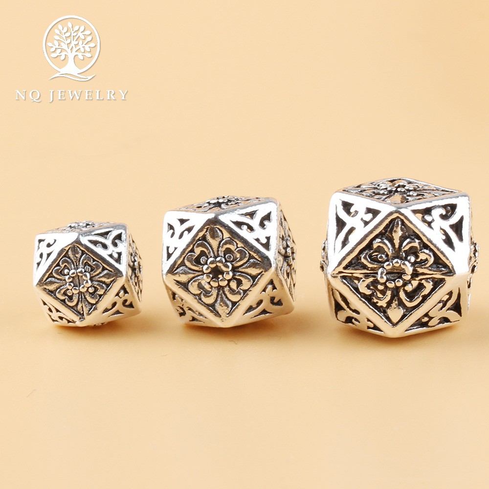 Charm bạc 925 Hạt rỗng đa giác xỏ - NQ Jewelry
