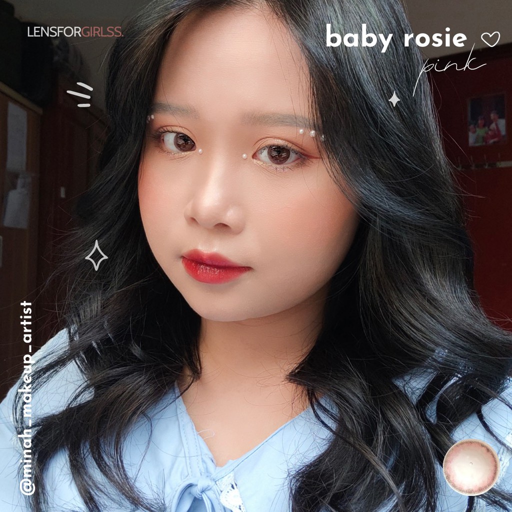 Kính áp tròng hồng BABY ROSIE PINK - Made in Korea | HSD 3-6 tháng | Lens cận