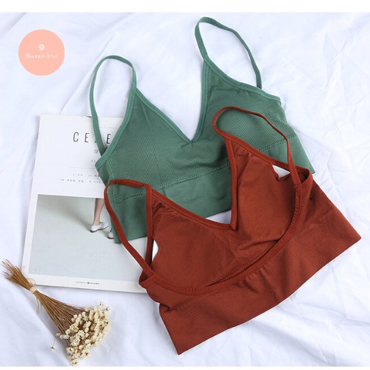 Áo bra khoét sâu sau lưng, brallete vải cotton, áo lót mỏng 2 dây, chất siêu mượt, Queennga | BigBuy360 - bigbuy360.vn