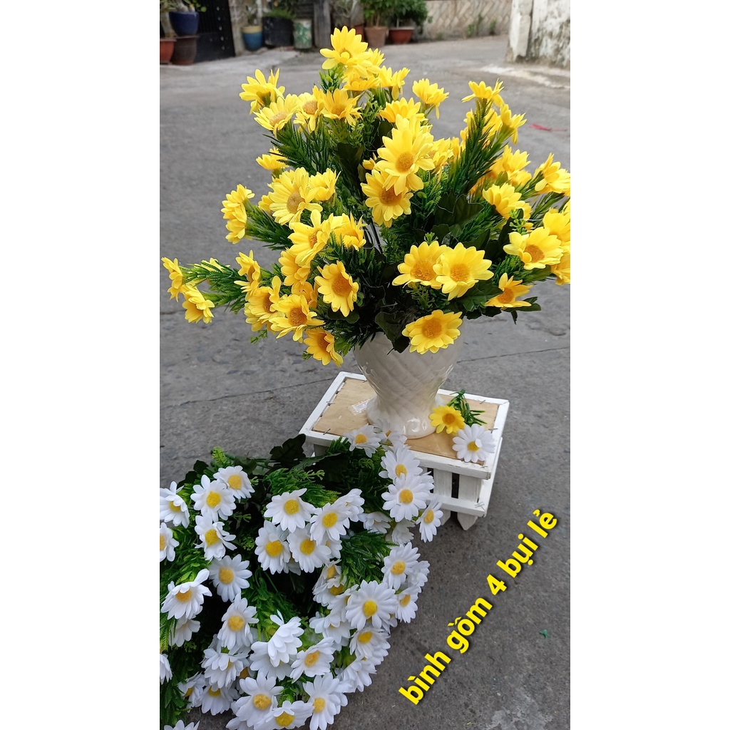 1 Bụi hoa cúc họa mi bông nhỏ giả 35cm - Hoa giả - Hương Flower