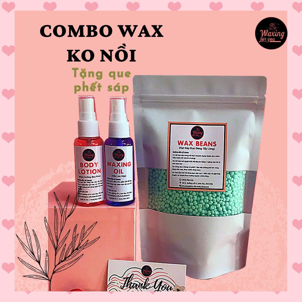 Combo waxing không kèm nồi (Hạt sáp/Oil/Lotion) ❤Freeship❤ không kèm nồi đun sáp (WAXINGFORU)