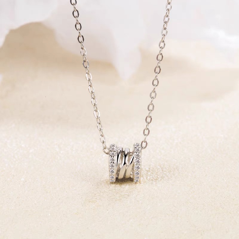 Dây chuyền bạc, vòng cổ nữ mặt bánh xe tròn nạm đá mẫu hot HNY Jewelry DC20
