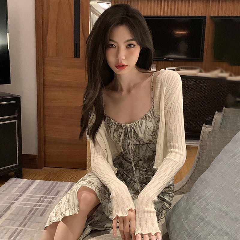 Áo Cardigan Dáng Dài Cổ Chữ V Màu Sắc Ngọt Ngào Phong Cách Hàn Quốc Cho Nữ