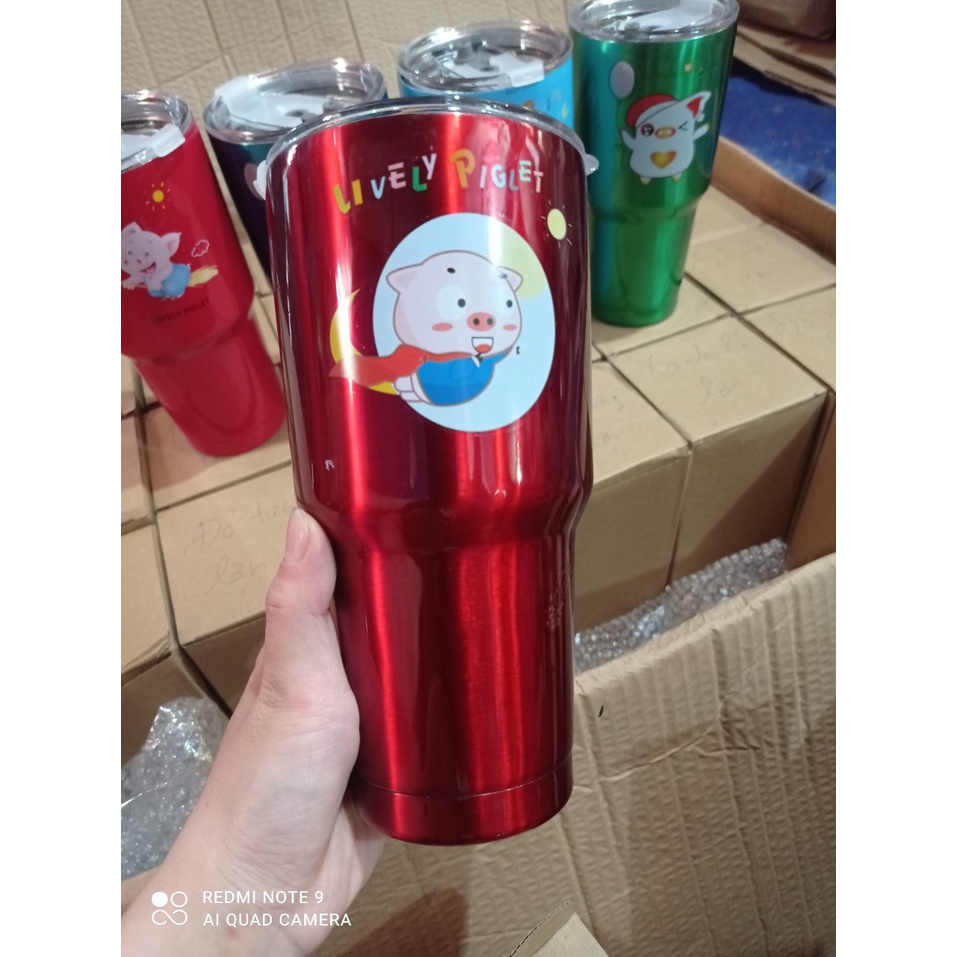 Ly Giữ Nhiệt Thái Lan 900ml (Kèm Túi + 2 Ống Hút và Cọ Rửa)