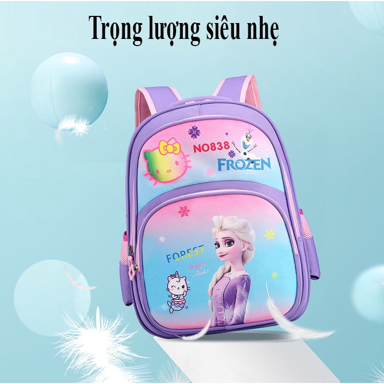 [Hàng đẹp] Ba lô trẻ em mới đi học cho bé gái học sinh cấp 1, 2 Balo Đi Học Siêu Nhẹ In Hình Nàng Tiên Cá, khủng long