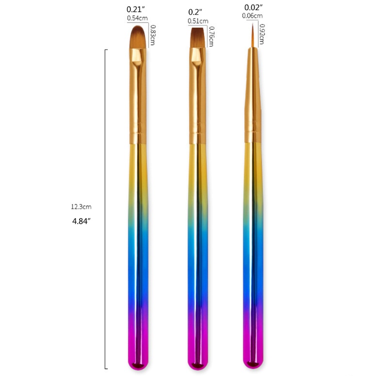 Set Cọ Vẽ Móng Tay Màu Ombre Bằng Nylon