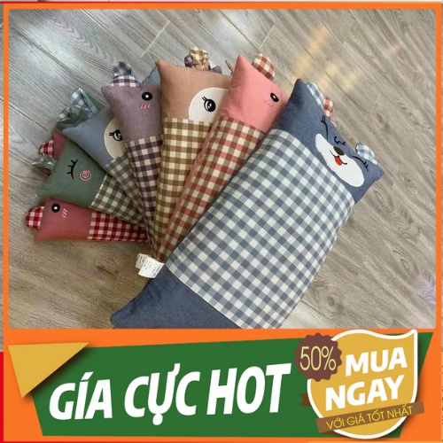 Gối trẻ em tai gấu siêu dễ thương - Hàng loại 1 vỏ cotton 100% có vỏ và ruột riêng - Cho bé từ 1 tuổi-5 tuổi