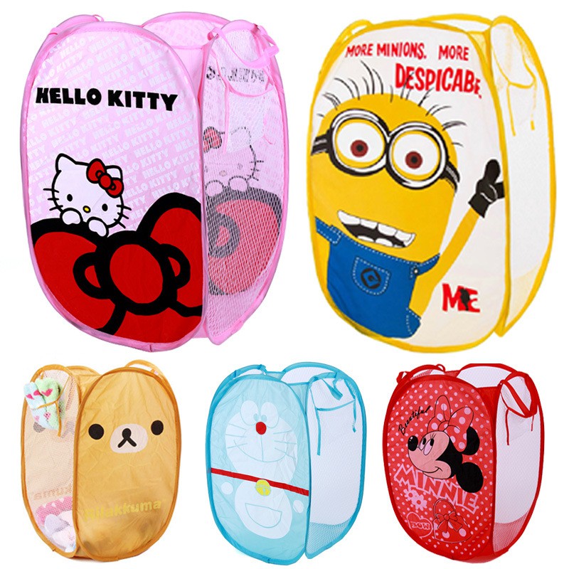 Giỏ Đựng Quần Áo Bẩn In Hình Mèo Hello Kitty Doraemon Minion Keropi