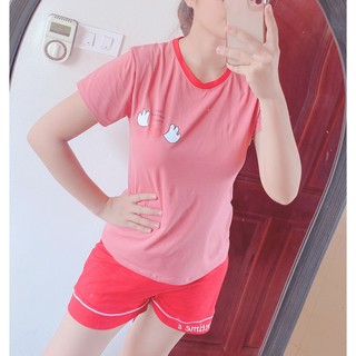 Xả kho bộ mặc nhà màu hồng đỗ nữ bn180