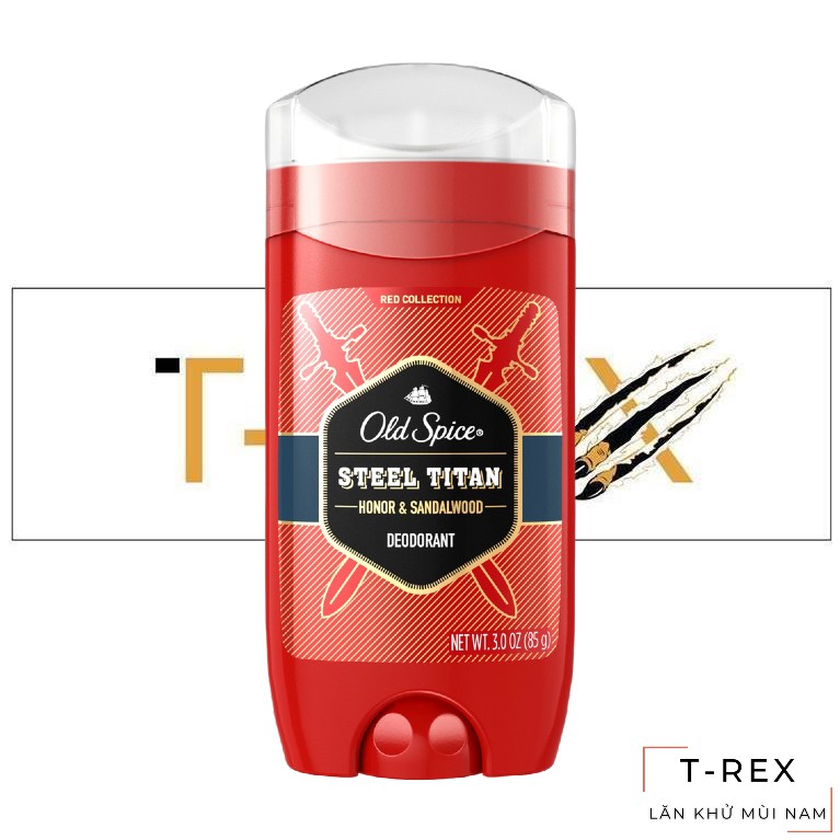 [Hàng AUTH] Lăn Khử Mùi Old Spice Red Collection Steel Titan Aluminum-Free 85Gr (Sáp Xanh)
