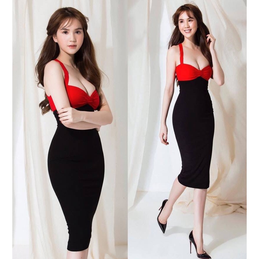 Đầm Ngọc Trinh ôm body kiểu cúp ngực hai dây