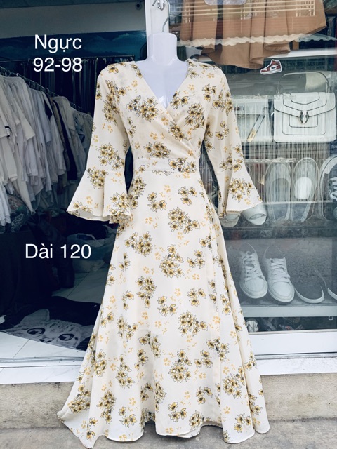 Đầm vintage hoa vàng free size