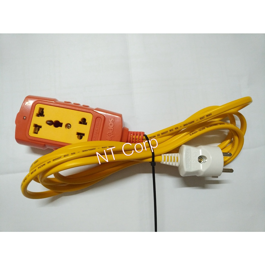 Ổ cắm điện kéo dài loại 2 lỗ công suất 4.000W , dây điện nguồn 2x1,5mm2 , dài 3M,4M,5M,7M,10M,...