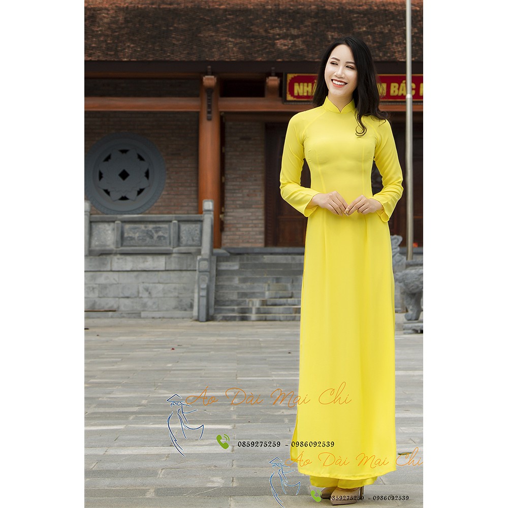 Bộ áo dài trơn 2 tà chất liệu tằm Ý cao cấp