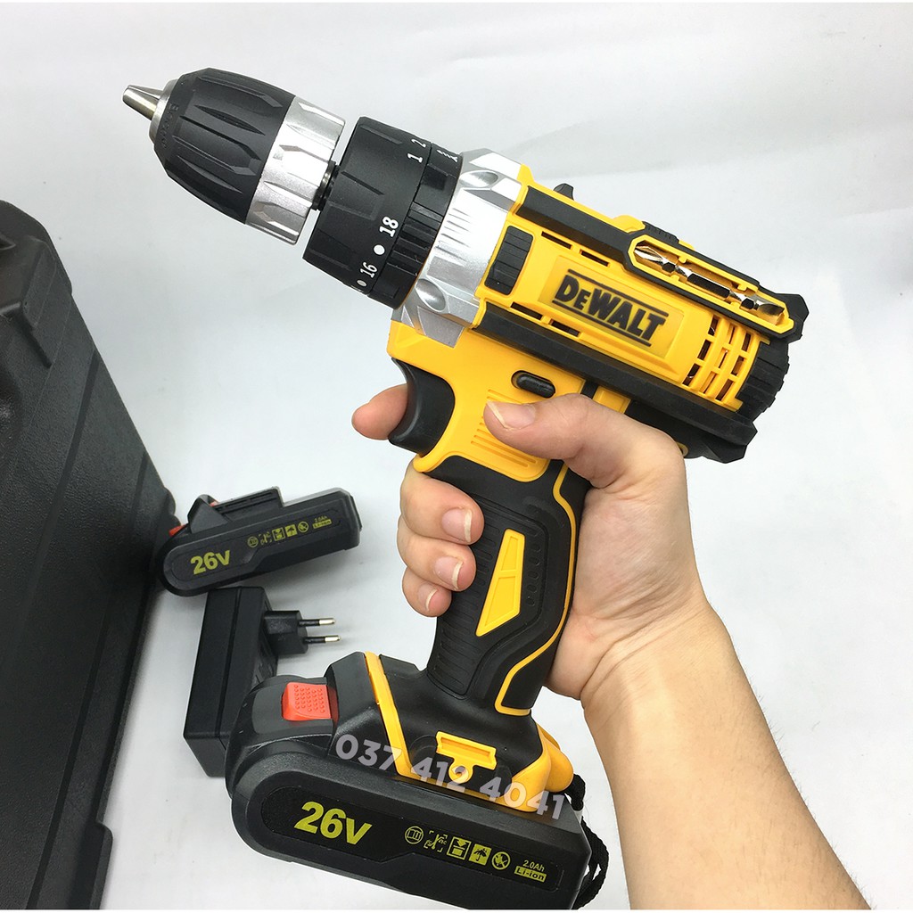 [FREESHIP] MÁY KHOAN DEWALT 26V - CÓ BÚA - KHOAN TƯỜNG, BÊ TÔNG, BẮT VÍT - 2 PIN 5 CELL - MÁY KHOAN PIN DEWALT 26V