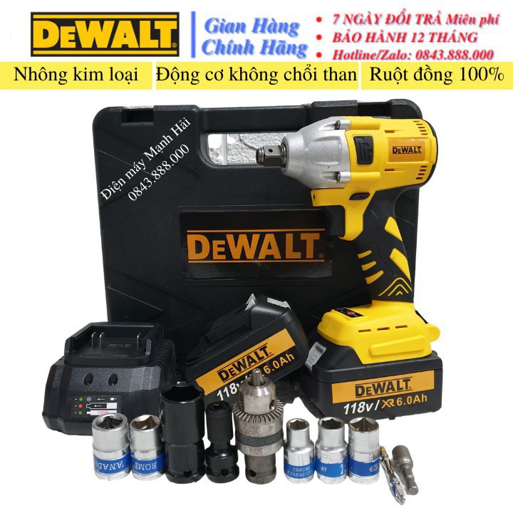MÁY SIẾT BU LÔNG DEWALT 118V ĐỘNG CƠ KHÔNG CHỔI THAN TẶNG KỀM BỘ PHỤ KIỆN NHƯ HÌNH Chính hãng