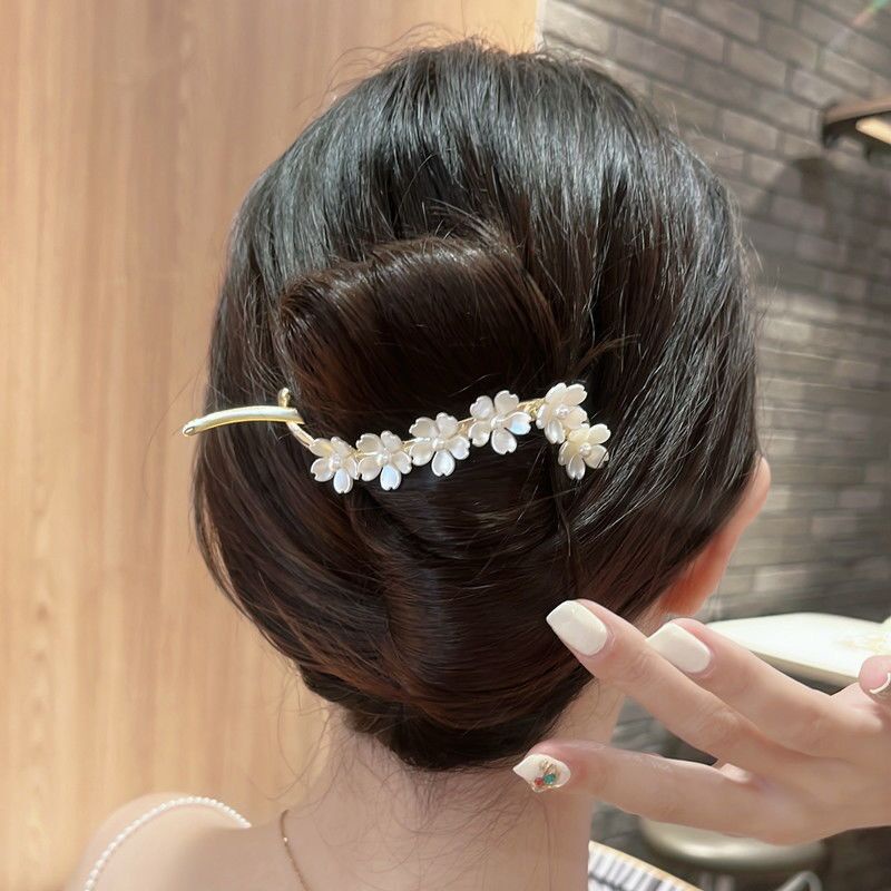 Haimeikang Kẹp tóc kim loại hình hoa đính đá kim cương nhân tạo thời trang Hàn Quốc