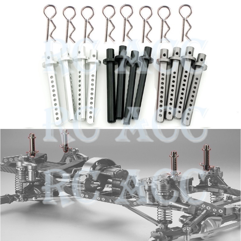 Set 4 Phụ Kiện Kẹp Bằng Hợp Kim Nhôm Cho Xe Điều Khiển Từ Xa Axial SCX10 D90 90021 90022 90027 90028 TF2 Tamiya CC01 RC 1/10