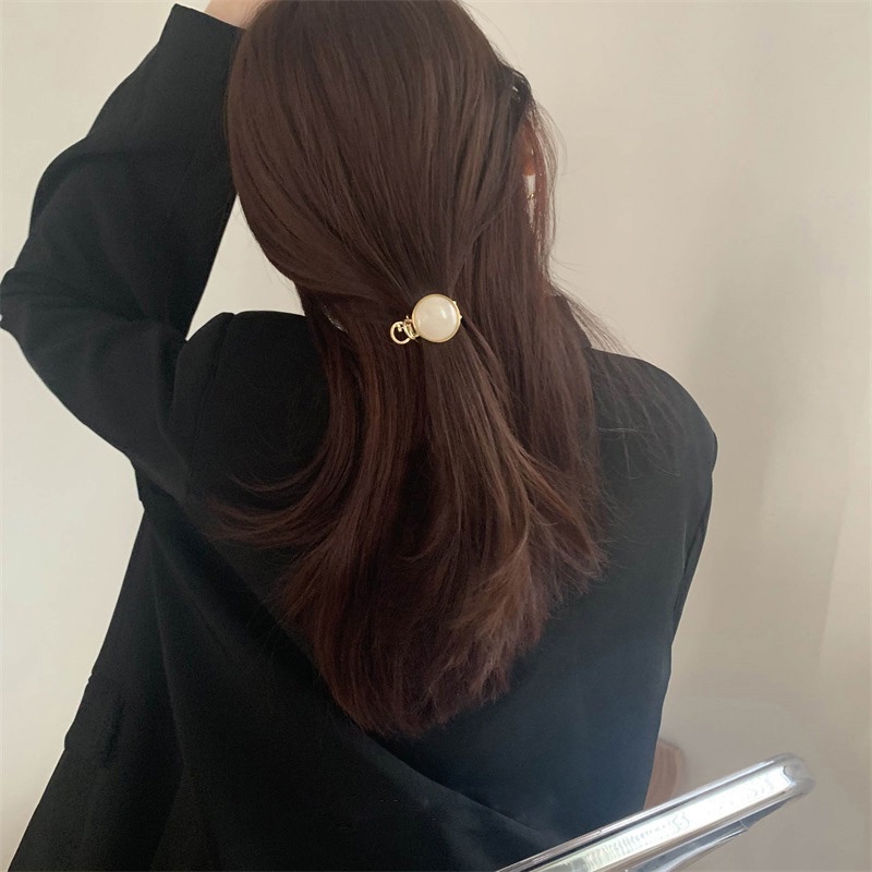 Kẹp Tóc Tròn Đính Ngọc Trai Giả Phong Cách Hàn Quốc