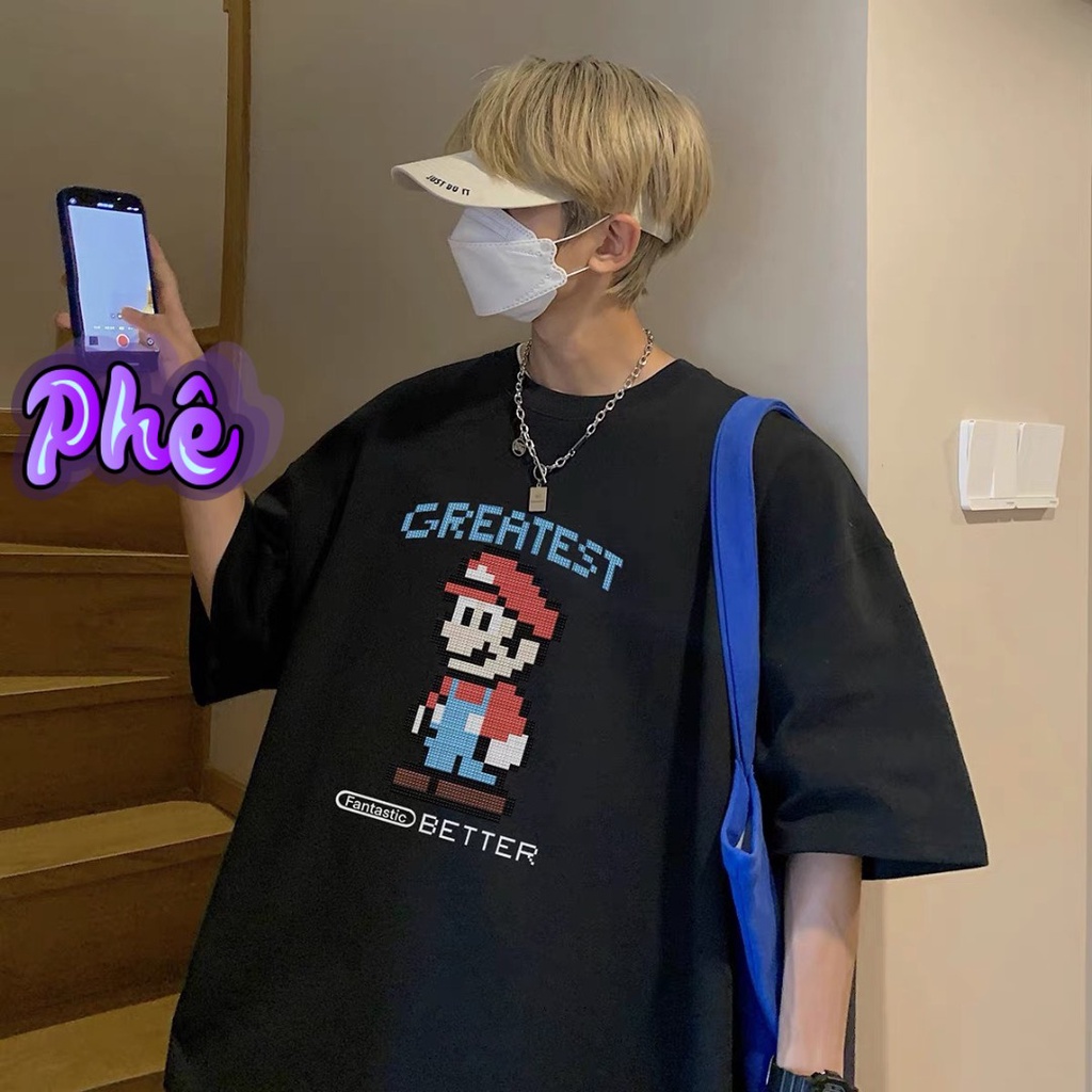 [HÀNG HOT, KÈM QUÀ XINH] ÁO THUN, ÁO PHÔNG NAM NỮ MARIO TAY LỠ FORM RỘNG 2 MÀU ĐEN TRẮNG CỰC CUTE TEENS FASHION