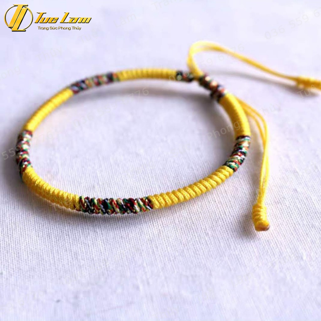 Vòng Tay Handmade Chỉ Ngũ Sắc Bện Kiểu Tây Tạng Nút Thắt So Le Đuôi Dài - Tuệ Lâm