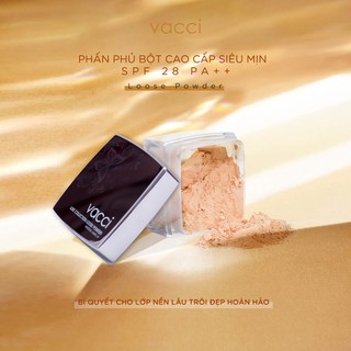 Phấn phủ cao cấp dạng bột vacci loose powder siêu mịn - lâu trôi - kiềm dầu - chống nắng spf 28