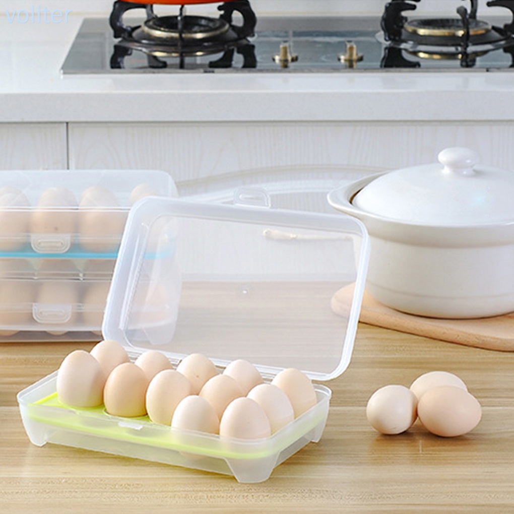 Khay nhựa đựng trứng 15 ngăn trong suốt có nắp đậy tiện lợi