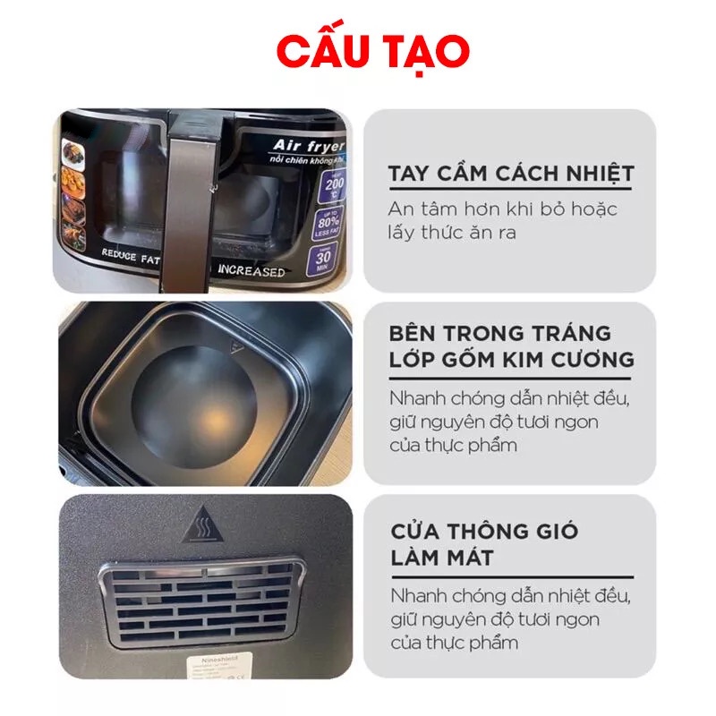 Nồi chiên không dầu Aqua 9L - Dung tích 9.5 Lít - Nồi chiên hàng xuất Thái Lan - Hàng chính hãng