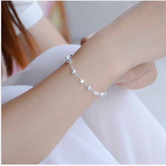 Lắc tay Ngôi Sao bi bạc 925 Ý xinh xắn sale giá rẻ